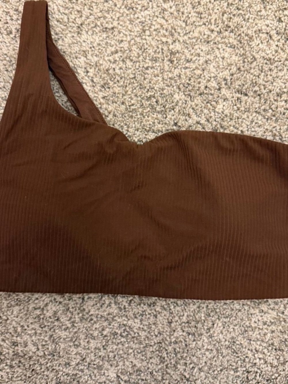 Lululemon Ribbed One-Shoulder Sports Bra in Chocolate Brown